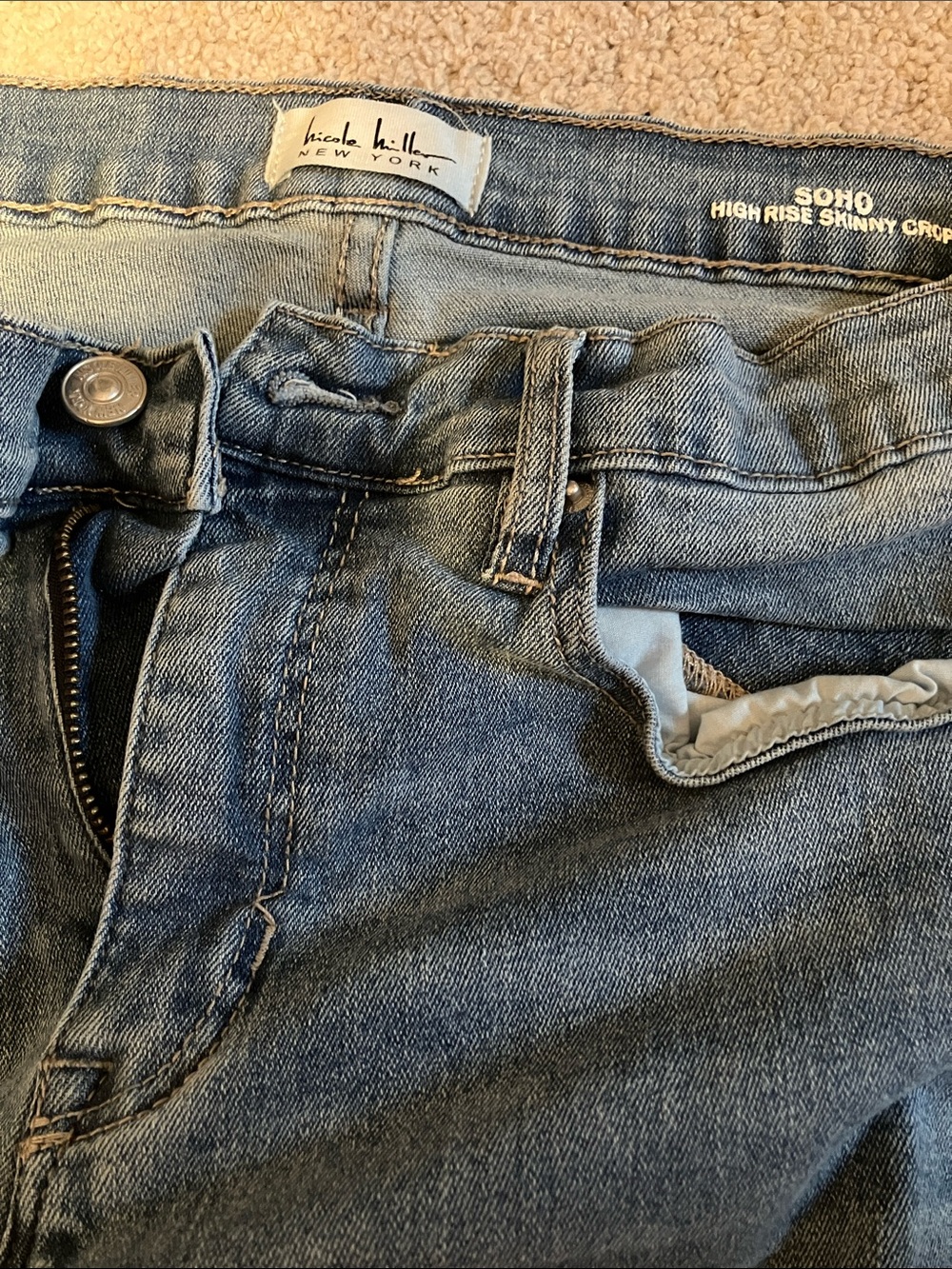 Nicole Miller SOHO Highrise Skinny Crop Blue Jeans 12 - Picture 2 of 5
